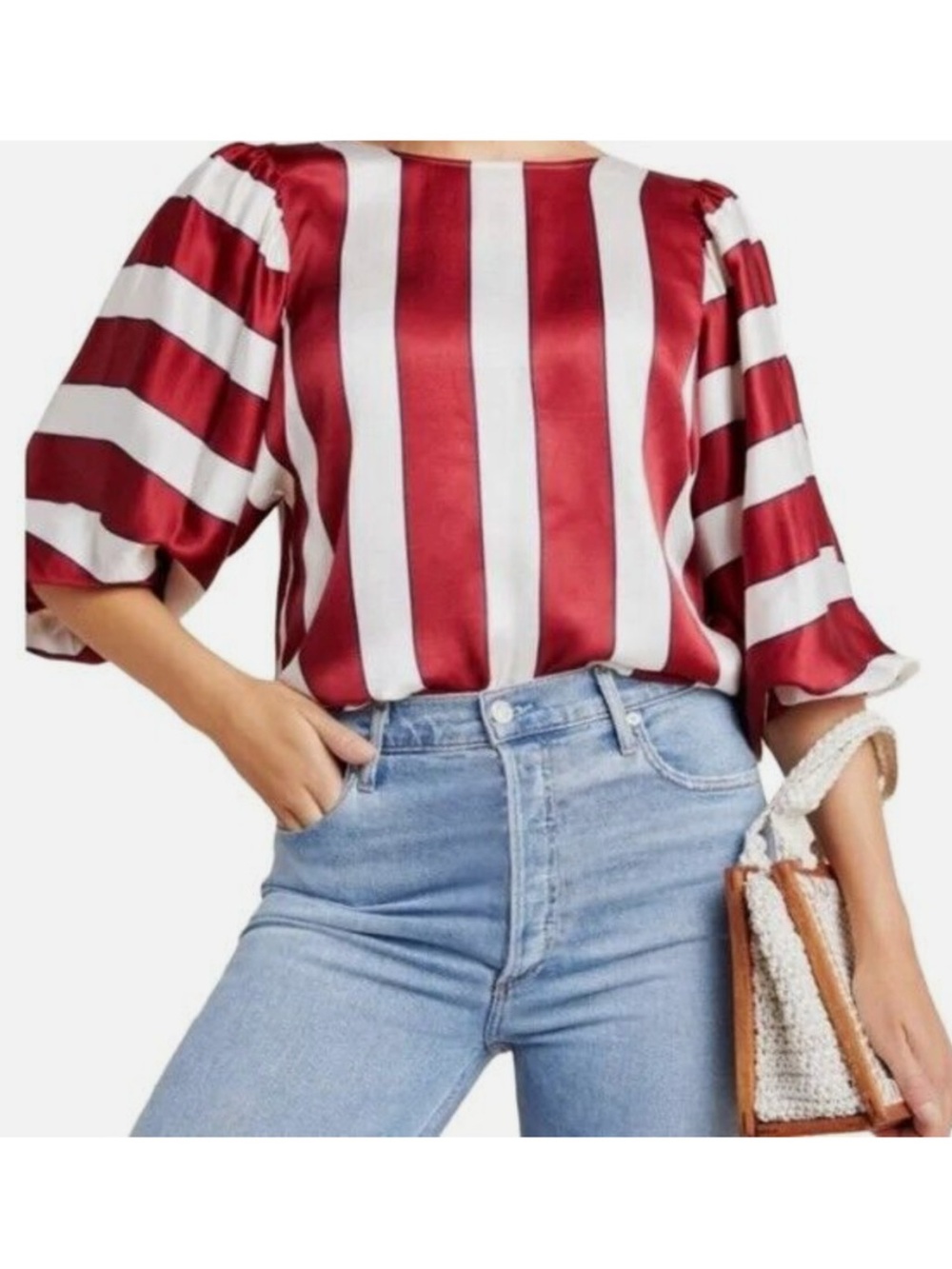 Maeve Maria striped blouse with balloon sleeves. Sz. 4 - Picture 2 of 13